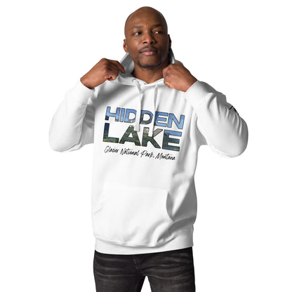 Front-Side view of Hidden Lake in Glacier National Park Montana White Men's Hoodie from Park Attire