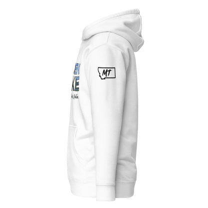 Left Side view of Hidden Lake in Glacier National Park Montana White Soft Hoodie from Park Attire