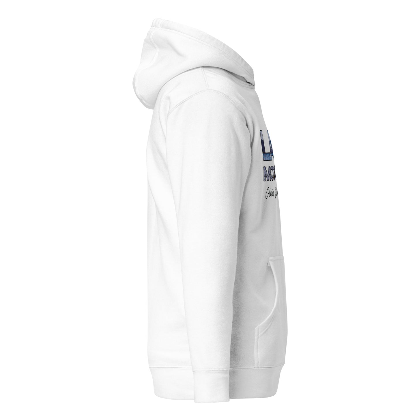 Right Side view of Lake McDonald in Glacier National Park Montana White Cotton Hoodie from Park Attire