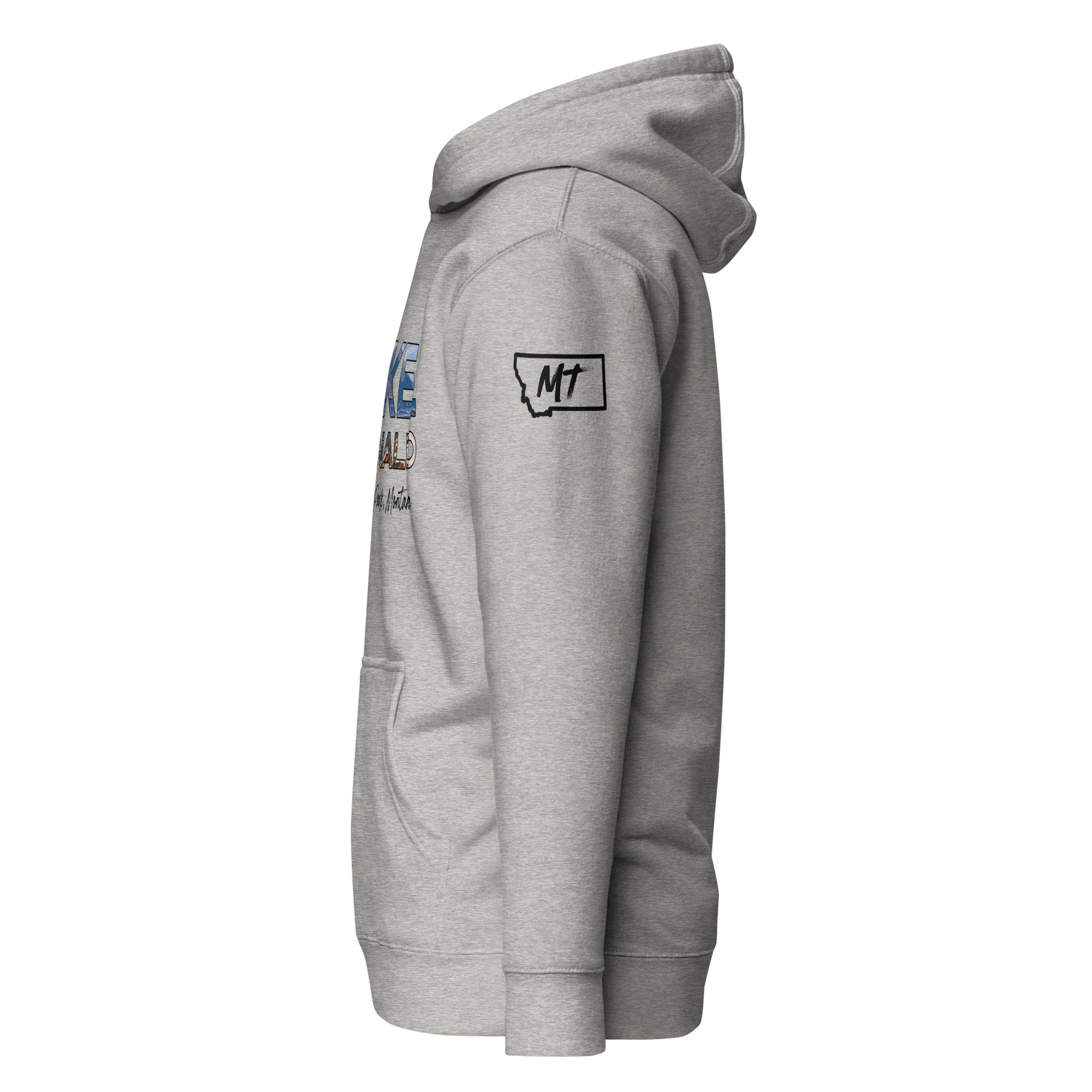 Left Side view of Lake McDonald in Glacier National Park Montana Carbon Grey Soft Hoodie from Park Attire