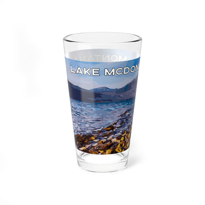 Front view of Lake McDonald in Glacier National Park 16oz Pint Glass from Park Attire