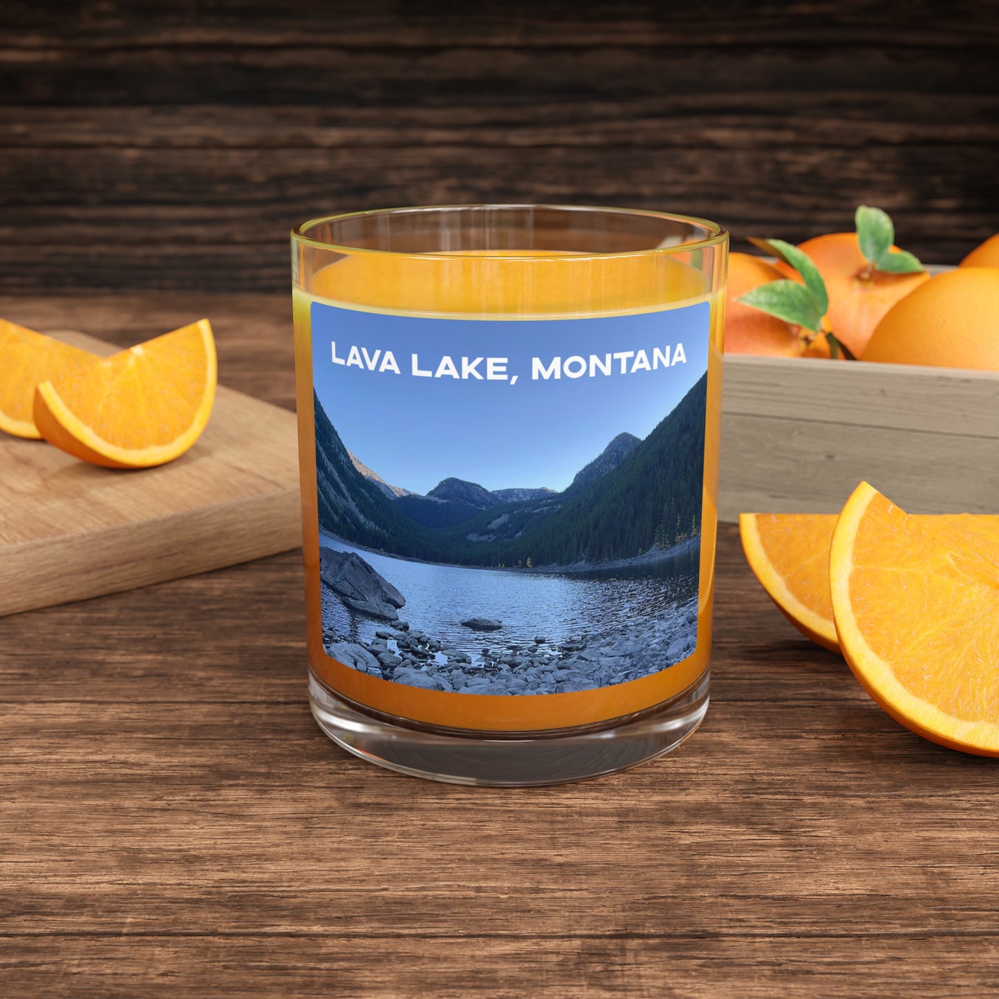 Front view of Lava Lake in Gallatin National Forest Montana Whiskey Glass from Park Attire