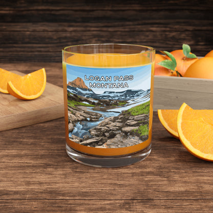 Front view of Logan Pass in Glacier National Park Montana Whiskey Glass from Park Attire