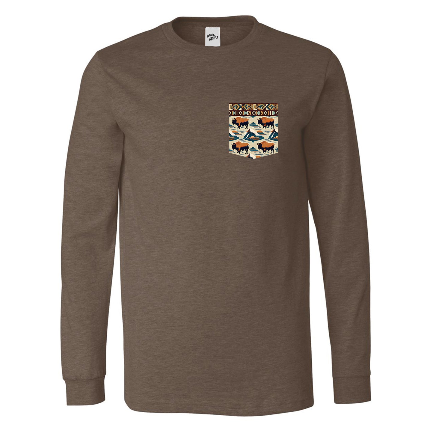 Front view of Montana in Streetwear Montana Heather Brown Long Sleeve T-Shirt from Park Attire