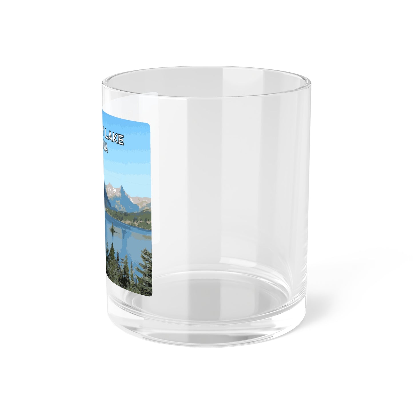 Side view of Saint Mary Lake in Glacier National Park Montana Bourbon Glass from Park Attire