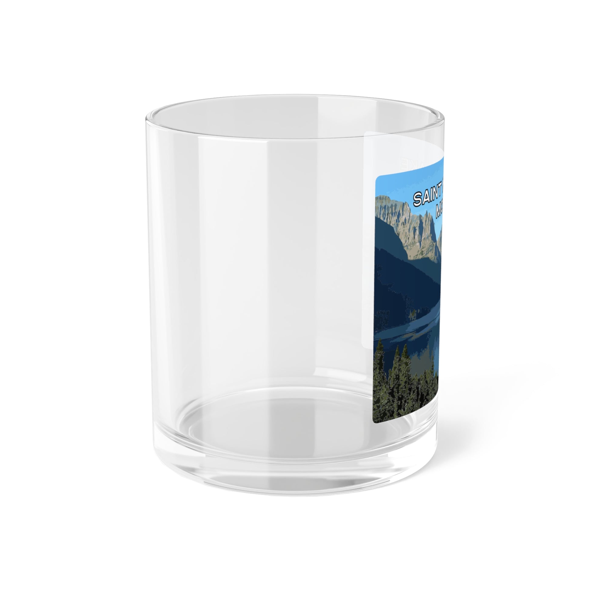 Side view of Saint Mary Lake in Glacier National Park Montana Clear Glassware from Park Attire