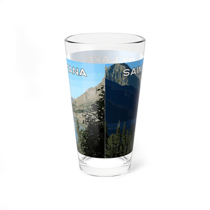 Back view of Saint Mary Lake in Glacier National Park 16oz Bar Drinkware from Park Attire