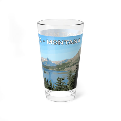 Side view of Saint Mary Lake in Glacier National Park 16oz Bar Glass from Park Attire