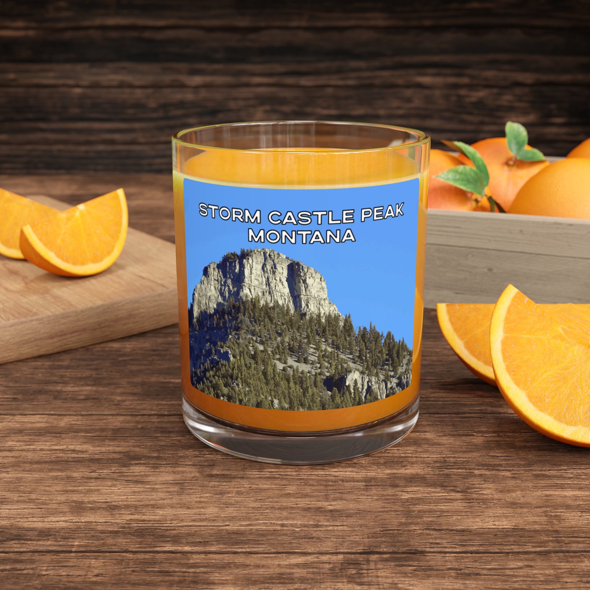 Front view of Storm Castle Peak in Custer Gallatin National Forest Montana Whiskey Glass from Park Attire