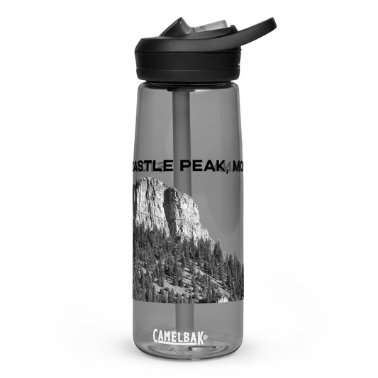 Front view of Storm Castle Peak in Custer Gallatin National Forest Montana Charcoal Water Bottle from Park Attire