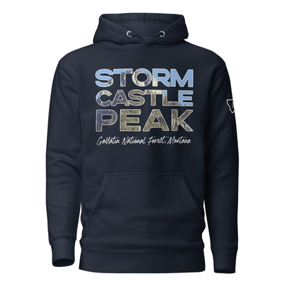 Front view of Storm Castle Peak in Custer Gallatin National Forest Montana Navy Hoodie from Park Attire