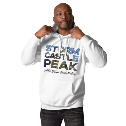 Front-Side view of Storm Castle Peak in Custer Gallatin National Forest Montana White Men's Hoodie from Park Attire