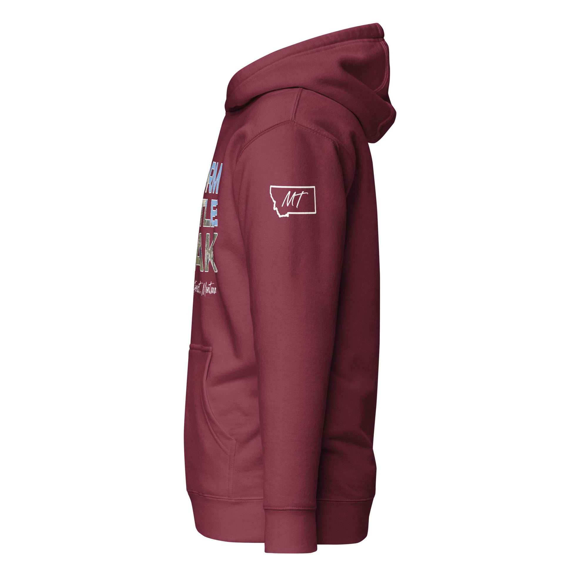 Left Side view of Storm Castle Peak in Custer Gallatin National Forest Montana Maroon Soft Hoodie from Park Attire