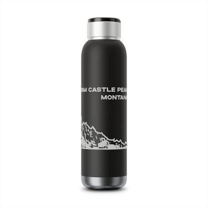 Side view of Storm Castle Peak in Custer Gallatin National Forest Montana 22oz Black Bluetooth Water Bottle from Park Attire