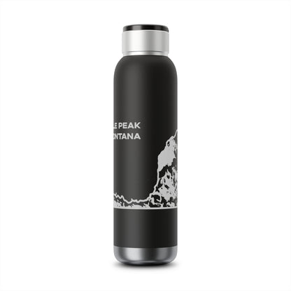 Back view of Storm Castle Peak in Custer Gallatin National Forest Montana 22oz Black Metal Water Bottle from Park Attire
