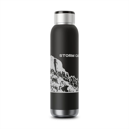 Front view of Storm Castle Peak in Custer Gallatin National Forest Montana 22oz Black Stainless Steel Water Bottle from Park Attire